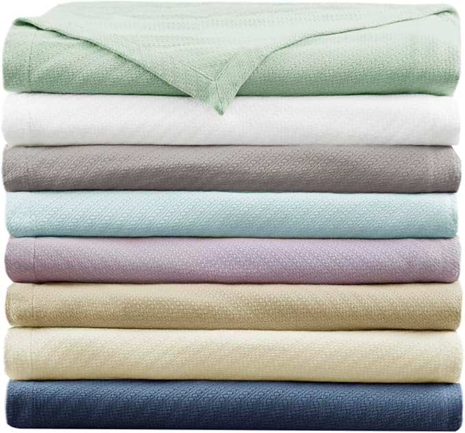 Madison Park Liquid Cotton Luxury Blanket Premium Soft Cozy 100% Ring Spun Cotton For Bed , Couch or Sofa, King, Gray