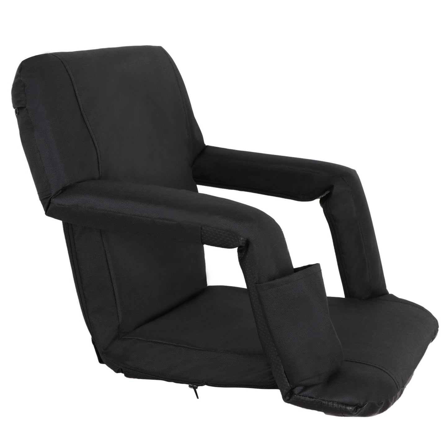 Smartxchoices 2 Pack Stadium Seat Chair Bleacher Seats 5-Reclining Positions Padded with Back Support Cushion Arms Pocket Portable Folding Seat with Shoulder Straps for Gaming with Arm Rest, PVC