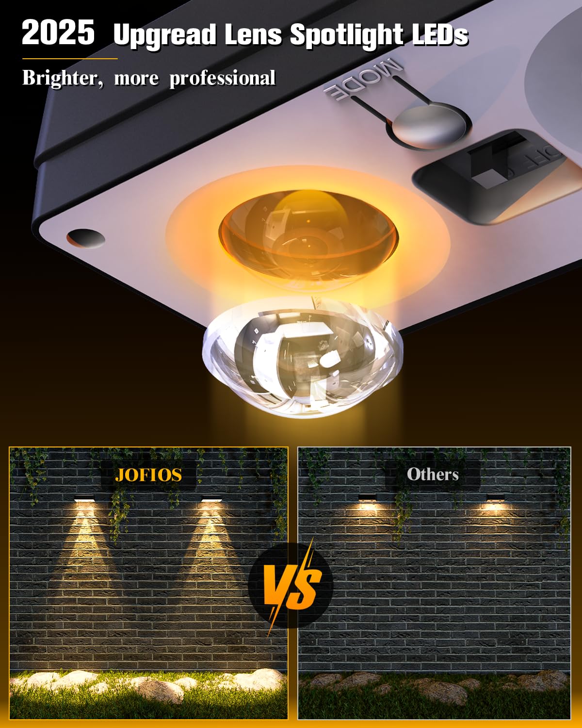 JOFIOS Solar Fence Lights 12 Pack, 50 Lumens Outdoor Fence Solar Lights with 12 Modes RGB Color Glow LED Solar Lights Outdoor Waterproof, Solar Lights for Patio, Backyard, Deck, Fence, Railing.