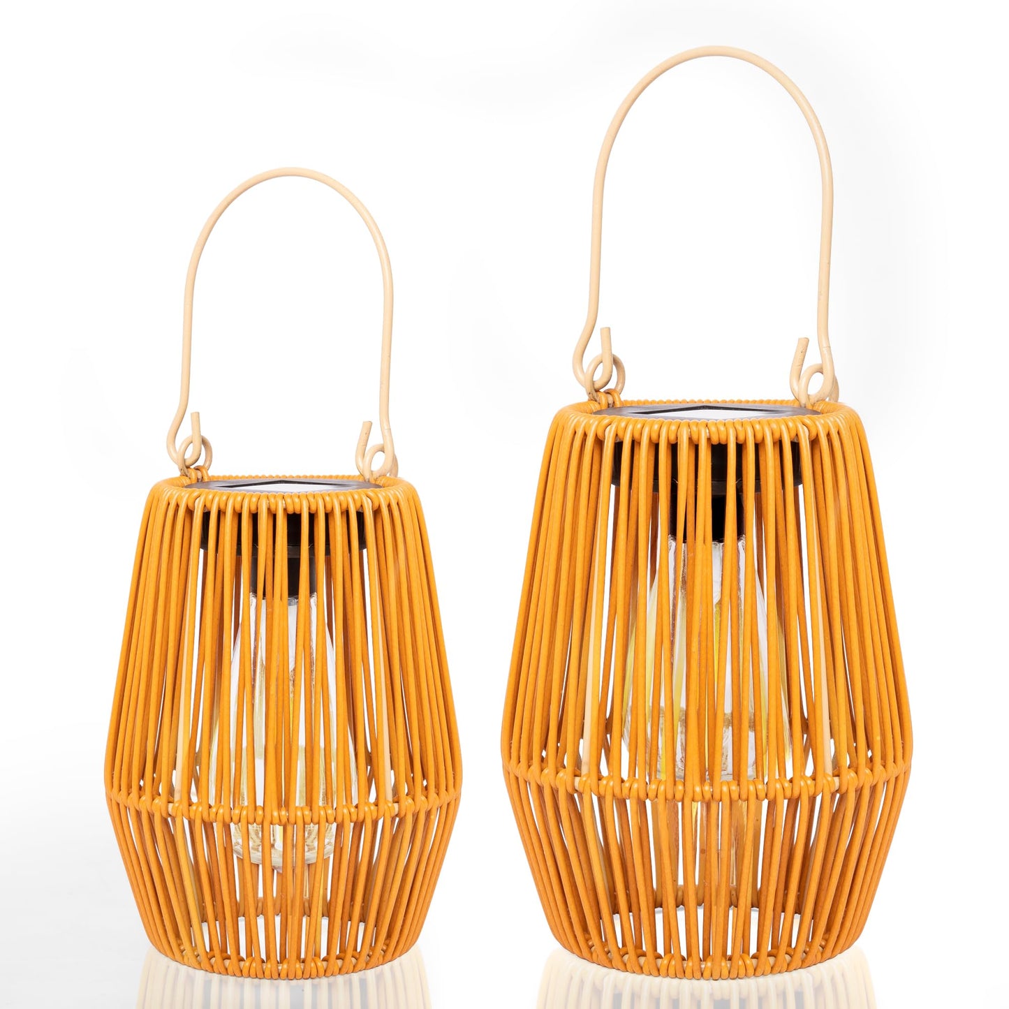 HPC Decor 2 Pack Solar Lanterns, Outdoor Waterproof Lights, Rattan, Hanging Outdoor, Lamp for Garden, Yard, Patio, Porch, Trees, Lawn, Pathway.