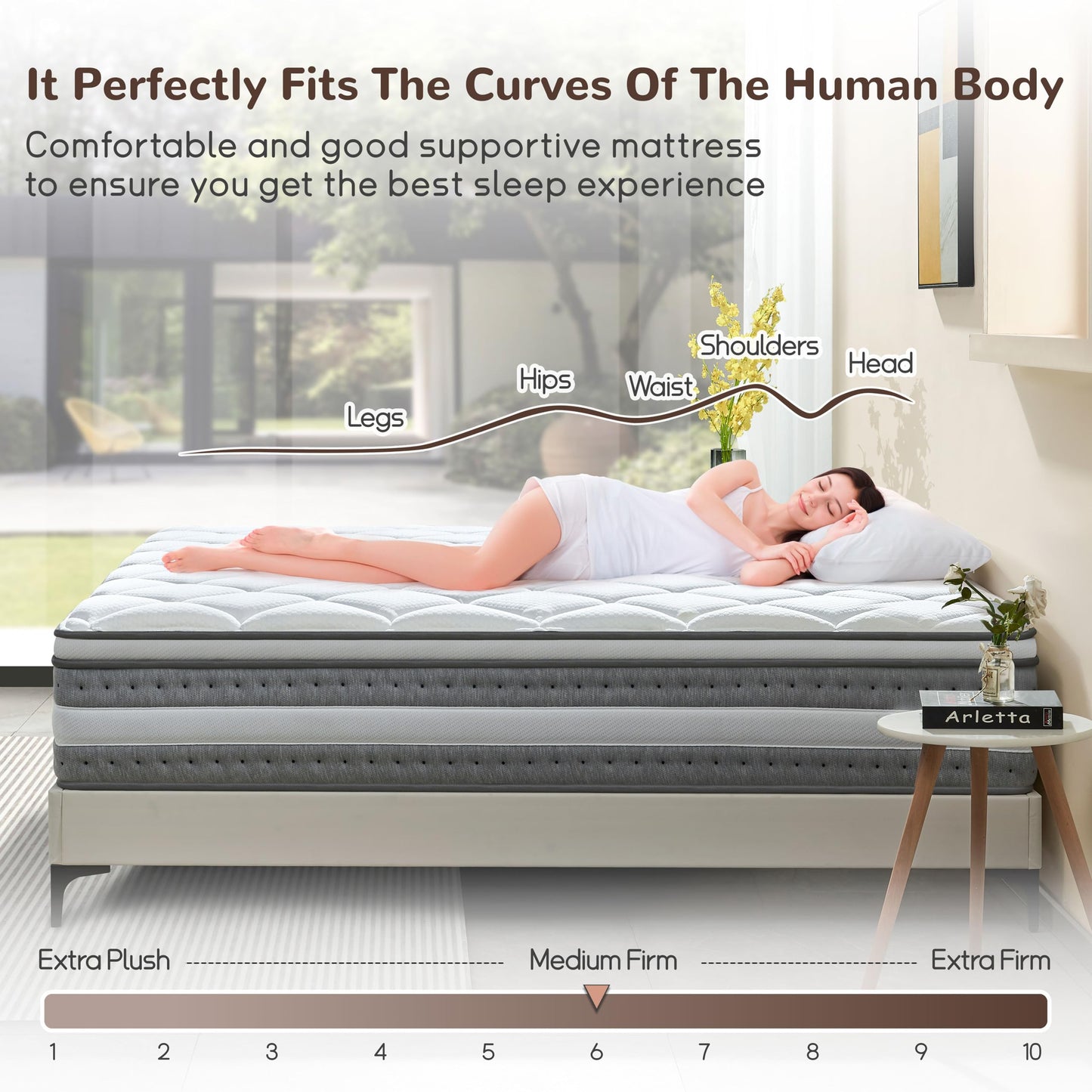 Naruchu Full Size Mattress, 12 Inch Memory Foam, Independent Spring, Soft and Comfortable Medium Firm Hybrid Mattress in A Box, Pressure Relief