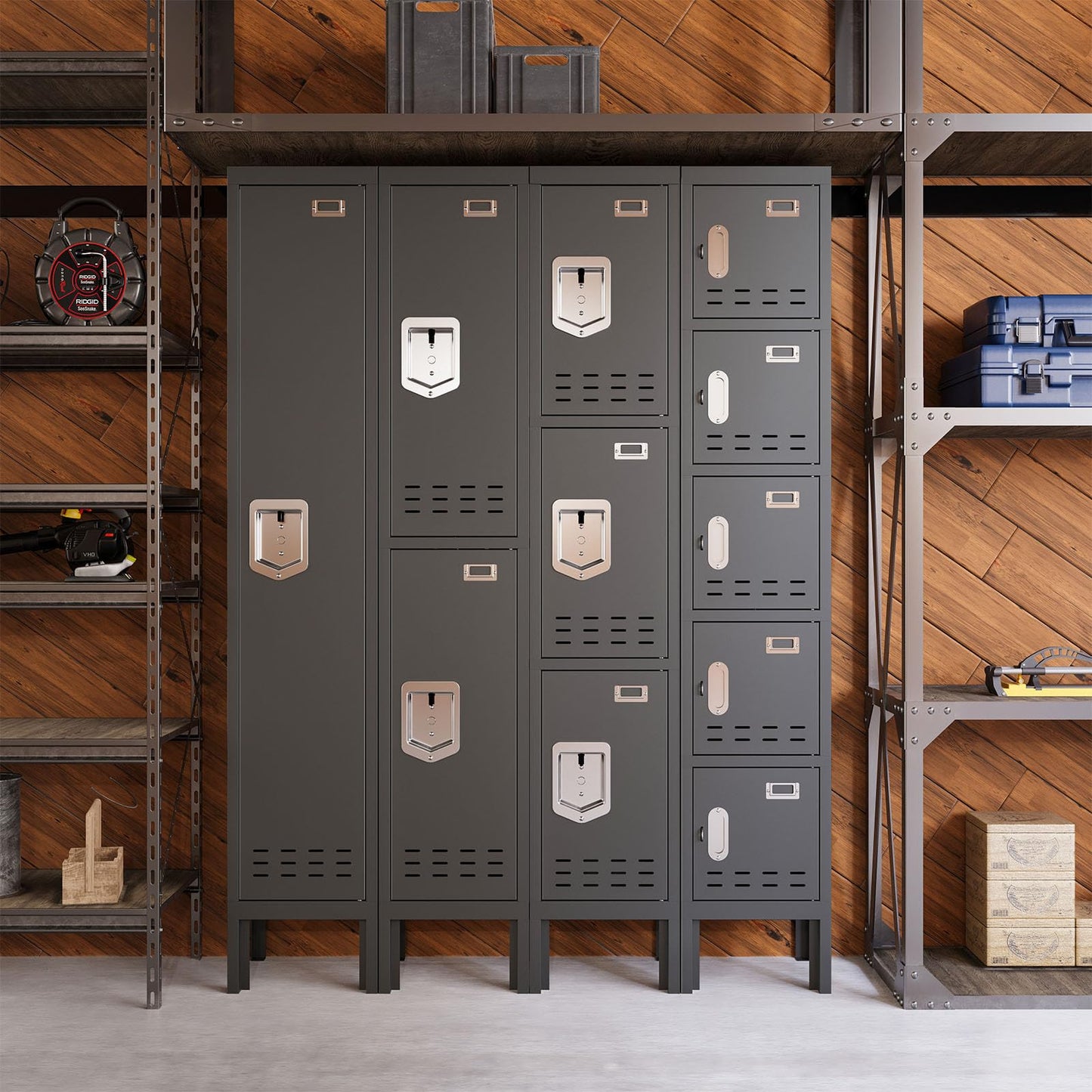 BUTISOW Metal Locker with 5 Doors,Lockers for Employees,66'' Steel Storage Locker for School,Gym, Office, Office,Garage,Lockable Metal Storage Cabinet with Hooks,Card Slots,Requires Assembly