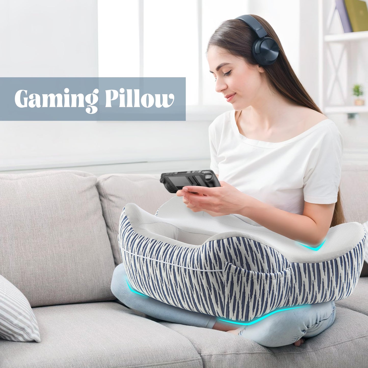 Polyaround Reading Pillow for Lap, Portable Desk Pillow for Laptop, Memory Foam Lap Desk Pillow for Reading, Gaming, Crocheting, Resting, Working in Bed, Car, Sofa, Floor and More