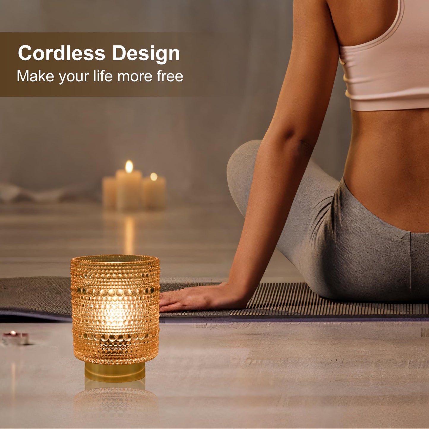 MiuBrty Battery Operated Lamp with Auto-Off Timer, Cordless Table Night Light for Bedroom & Entryway, Portable LED Lamp for Home, Outdoor, Camping No Battery Included (Pearl Design-Amber)