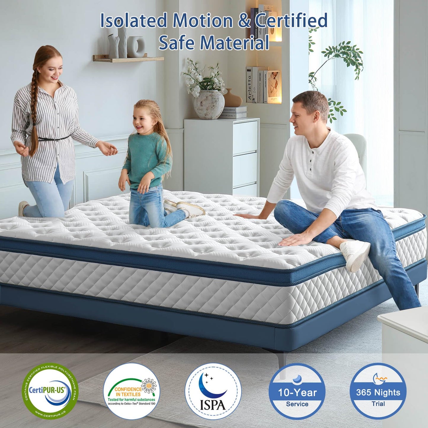 Laccard King Size Mattress, 12 Inch Medium Firm Hybrid King Bed Mattress, Memory Foam Mattresses in a Box for Pressure Relief, Individual Pocket Spring-Motion Isolation with Edge Support, CertiPUR-US