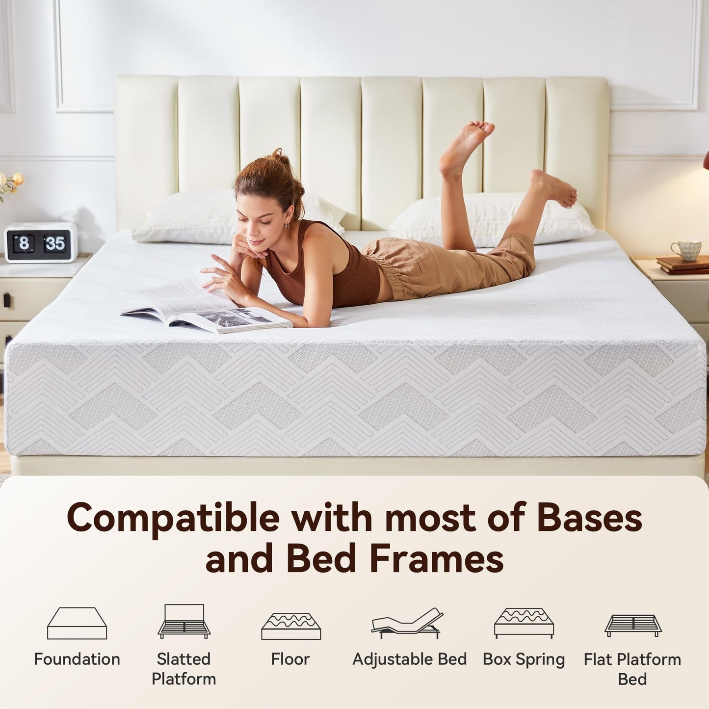 BedsPick 12 Inch Queen Mattress Medium Firm, Cooling Gel Memory Foam Queen Size Mattress in a Box for Pressure Relief, CertiPUR-US Certified, No Fiberglass, Motion Isolation, Removable Washable Cover