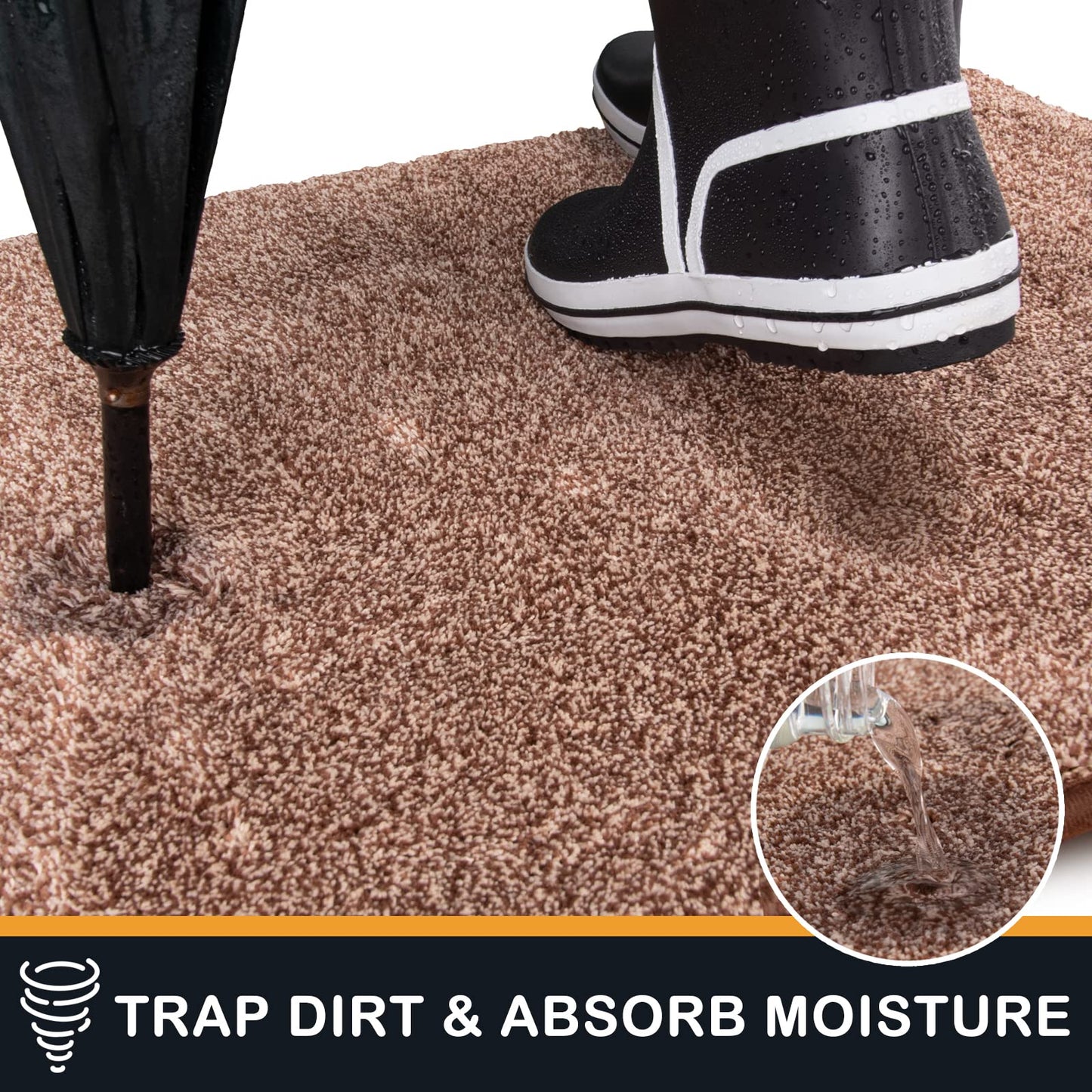 PURRUGS Dirt Trapper Door Mat 24" x 35.5", Non-Slip Machine Washable Entry Rug, Shoe Scraper, Dog Doormat, Super Absorbent Welcome Mat for Front & Back Door, Muddy Shoes & Paws, Brown-Light Cream