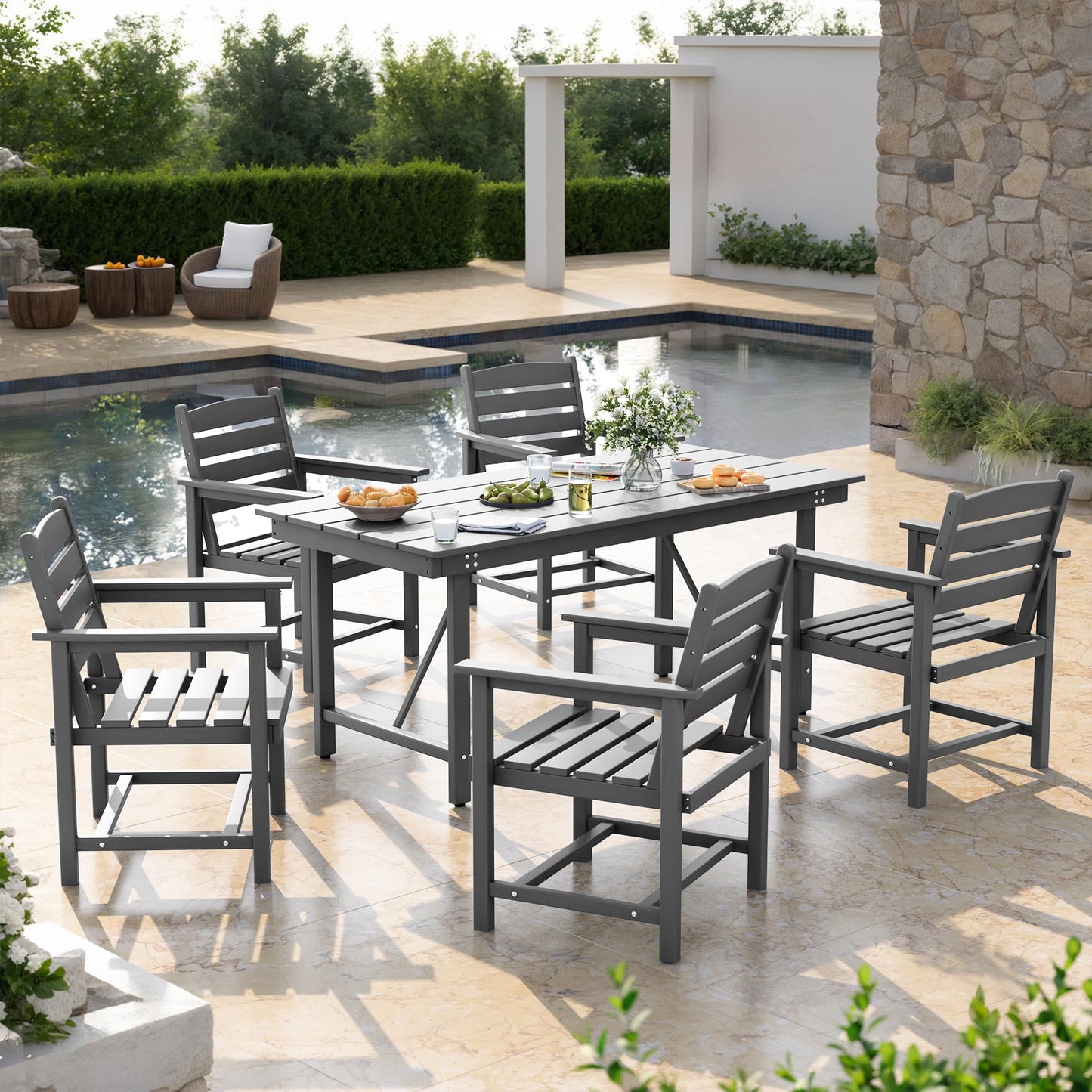 UDPATIO All-Weather HDPE Patio Chairs Set of 2, Oversized Outdoor Dining Chairs with 400 lbs Weight Capacity, Easy to Assemble, Gray