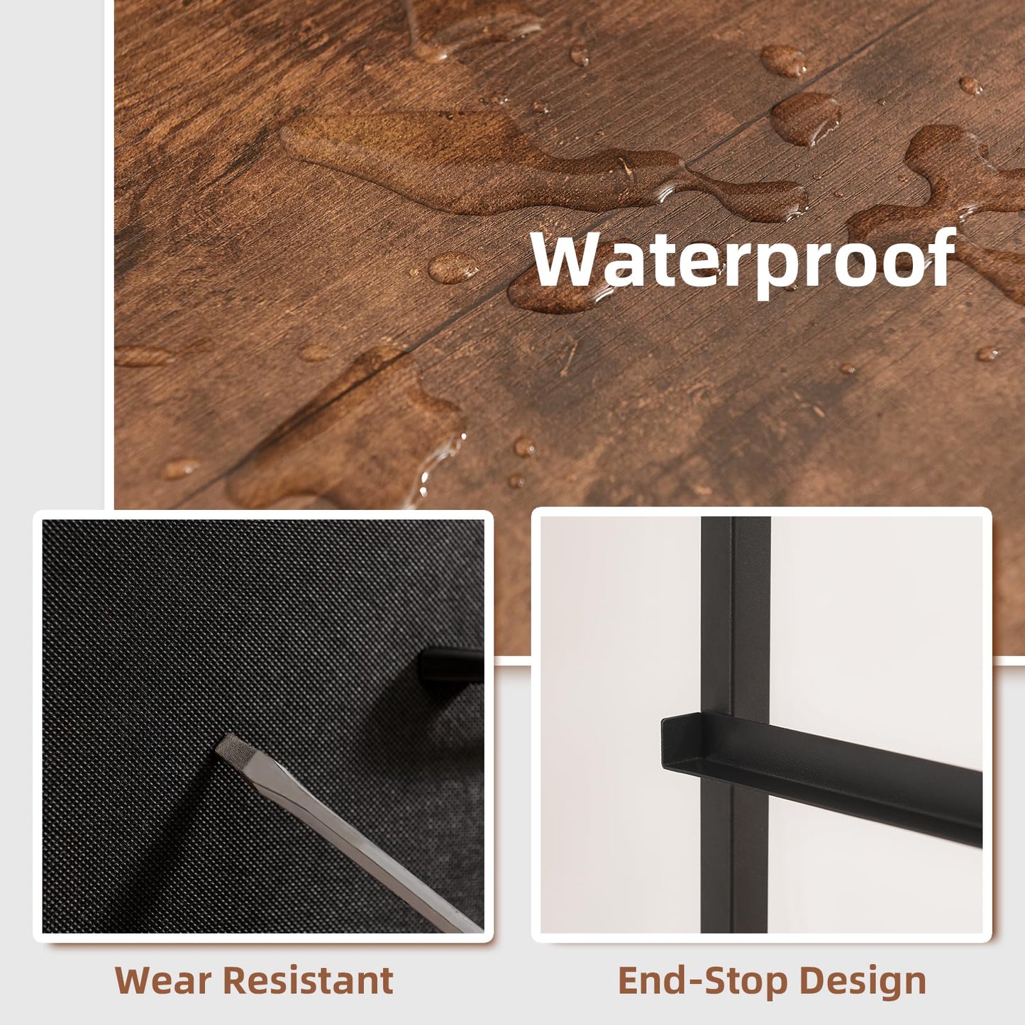 Somdot Black Nightstand, Small Dresser for Bedroom with 2 Drawers, Bedside Table Night Stand End Table with Fabric Bins for Bedroom Kids Closet Dorm Guest Room, Black Rustic Brown