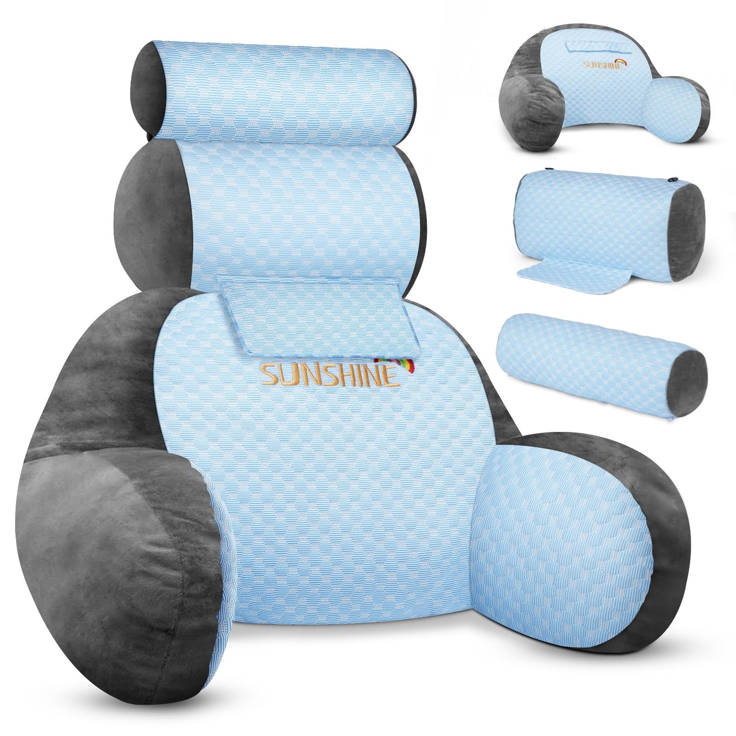 The Adjustable Large Back Pillow for Bed Sitting Up-Ergonomic Back, Neck, and Lumbar Support Pillow-Reading Pillow-Bed Pillow for Sitting Up - Perfect for Elderly, Pregnant Women, and Kids.