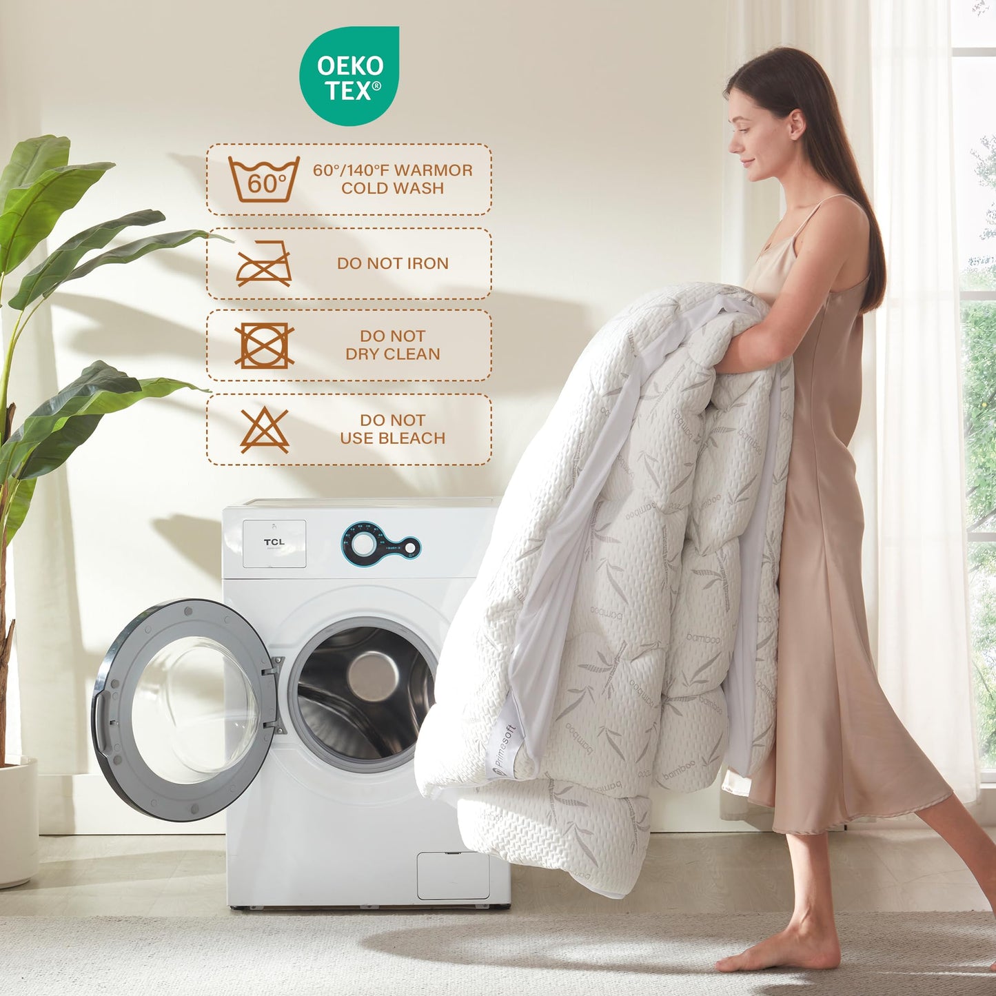 PRIMESOFT Queen Size Mattress Topper, Thick Pillow Top Mattress Pad，Up to 21 Inch Deep Pocket,Soft Breathable Mattress Pad for Back Pain, Waterproof Protector Cover(White)