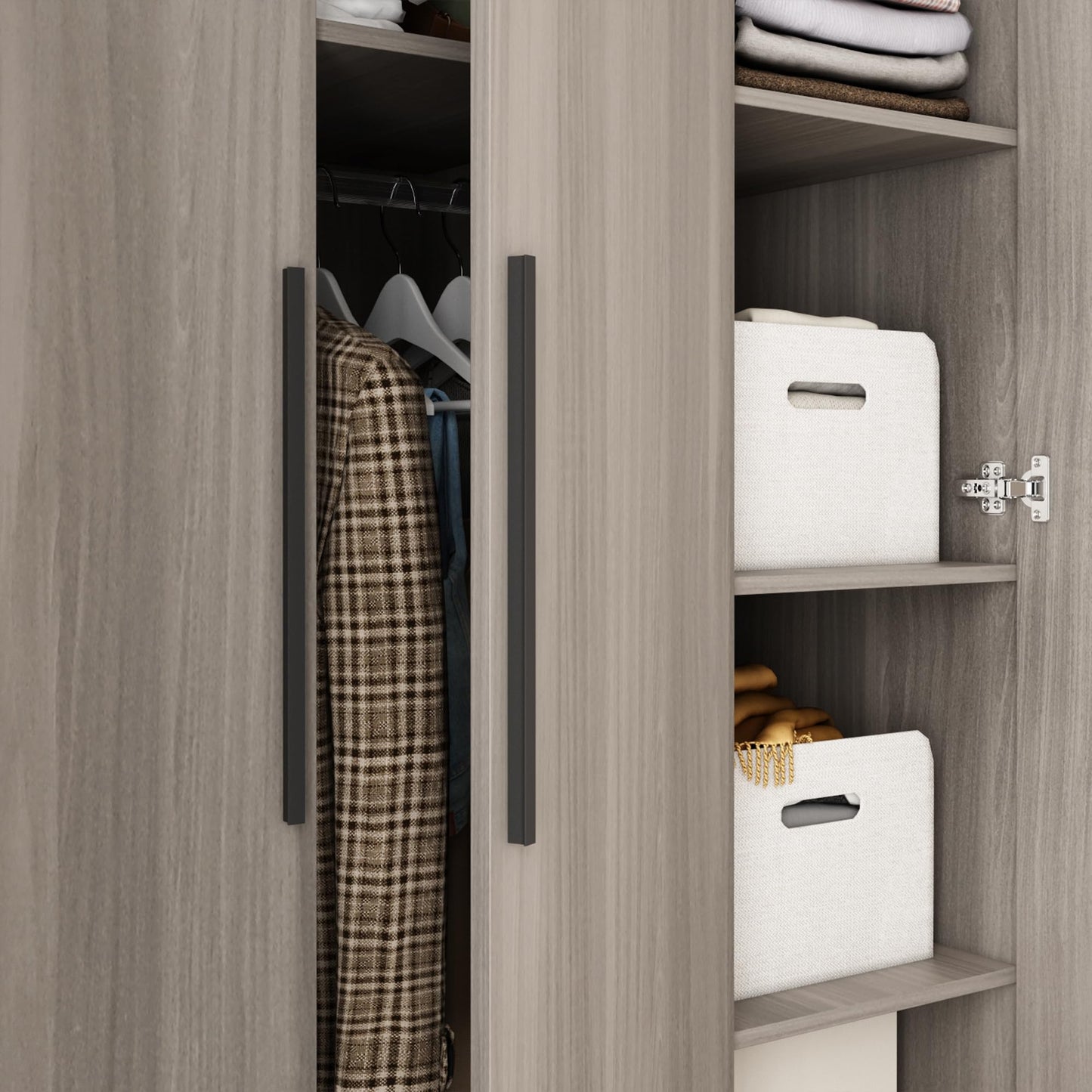 Hitow Large Wardrobe Armoire Closet with 3 Doors, Freestanding Wardrobe Cabinet for Hanging Clothes, Bedroom Armoire Dresser Wardrobe Clothes Organizer, 3-Door Brown (47.2" W x 18.9" D x 70" H)