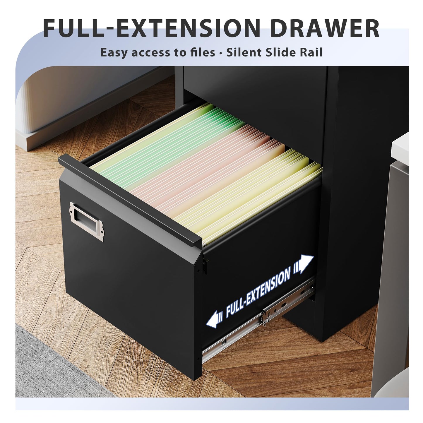 Anxxsu 5 Drawer File Cabinet, Filing Cabinets for Home Office, Vertical File Cabinet with Lock, 61.6" H Locking File Cabinet for A4 Legal/Letter, Assembly Required (Black)