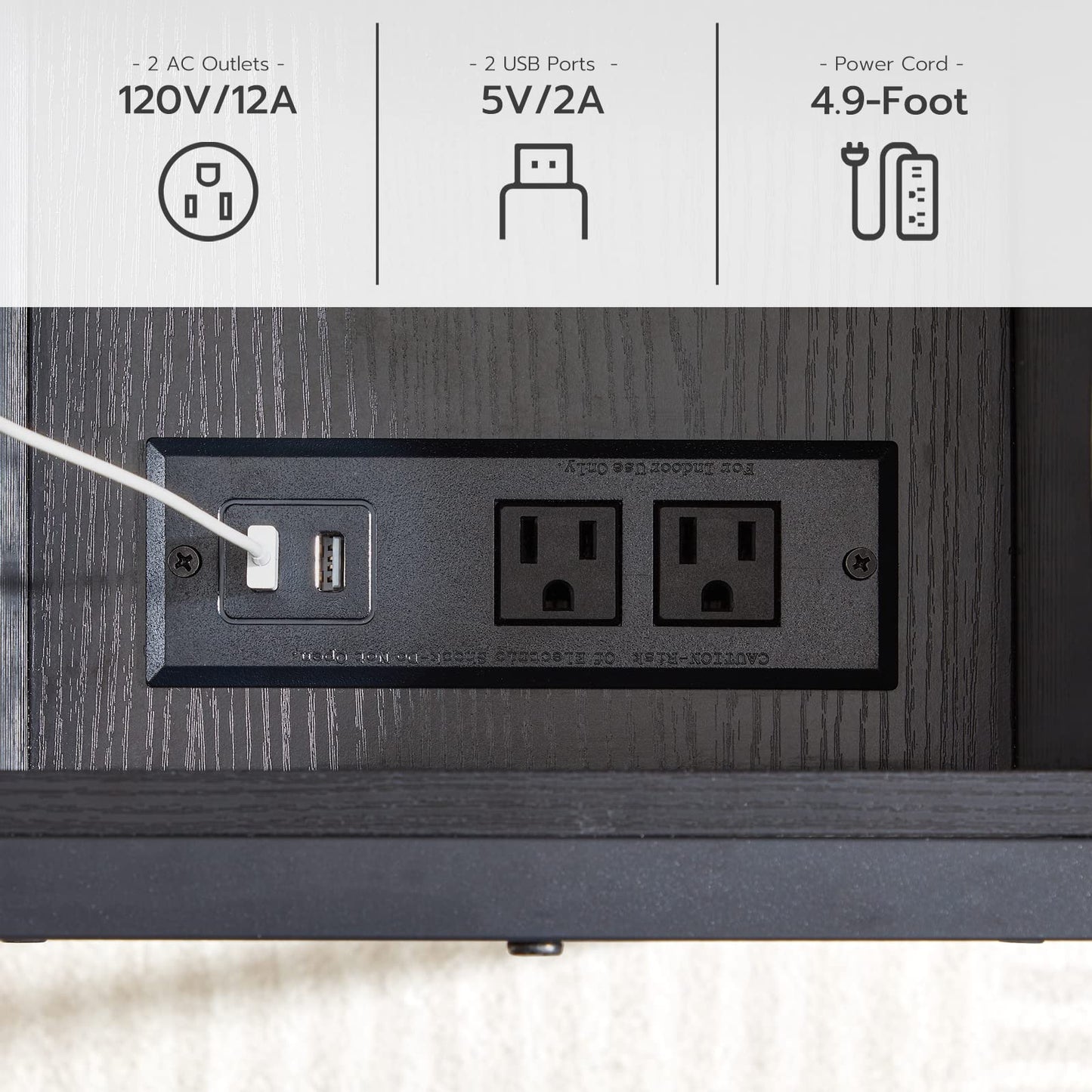 HOOBRO Side Table, Flip End Table with Charging Station and Shelves, USB Ports & Power Outlets, Narrow Nightstand for Small Spaces, Stable and Sturdy, for Living Room, Black BK341BZ01
