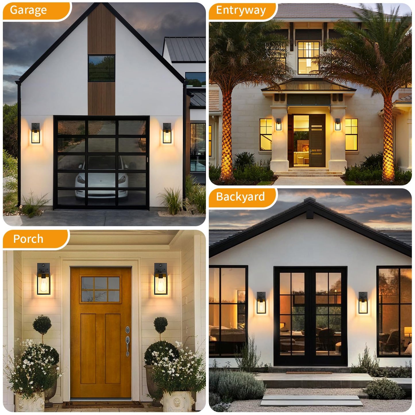 2 Pack Motion Sensor Outdoor Light Fixtures Wall Mount, H 10.24'' Small Front Porch Lights for House, Exterior Wall Sconce, Black Waterproof Lantern Lamp,Outside Coach Light for Garage Entryway Yard