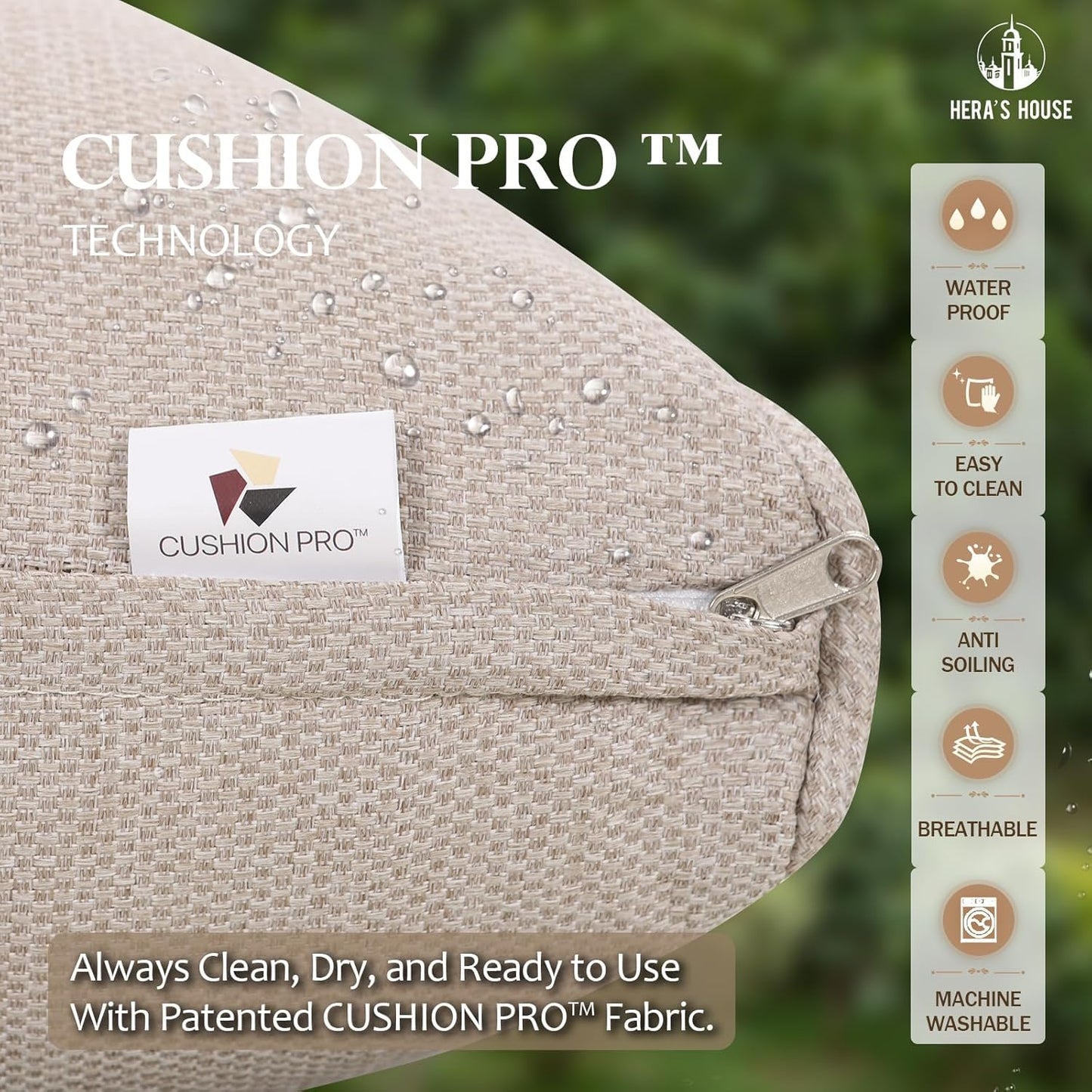 HERA'S HOUSE Outdoor Patio Sofa, 3-Seat Wicker Couch with Waterproof Thick Cushions, Deep Seating Furniture for Garden Porch Backyard, Beige