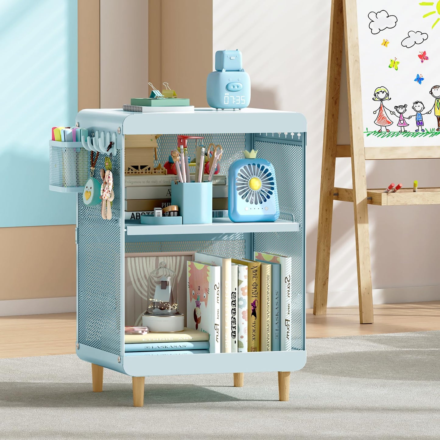 SYKIARIOL Kids Nightstand,Kids Bedside Table,Teen Girls Night Stand,Toddler Night Stand,End Table for Girls Room Storage,Mint Green Nightstand
