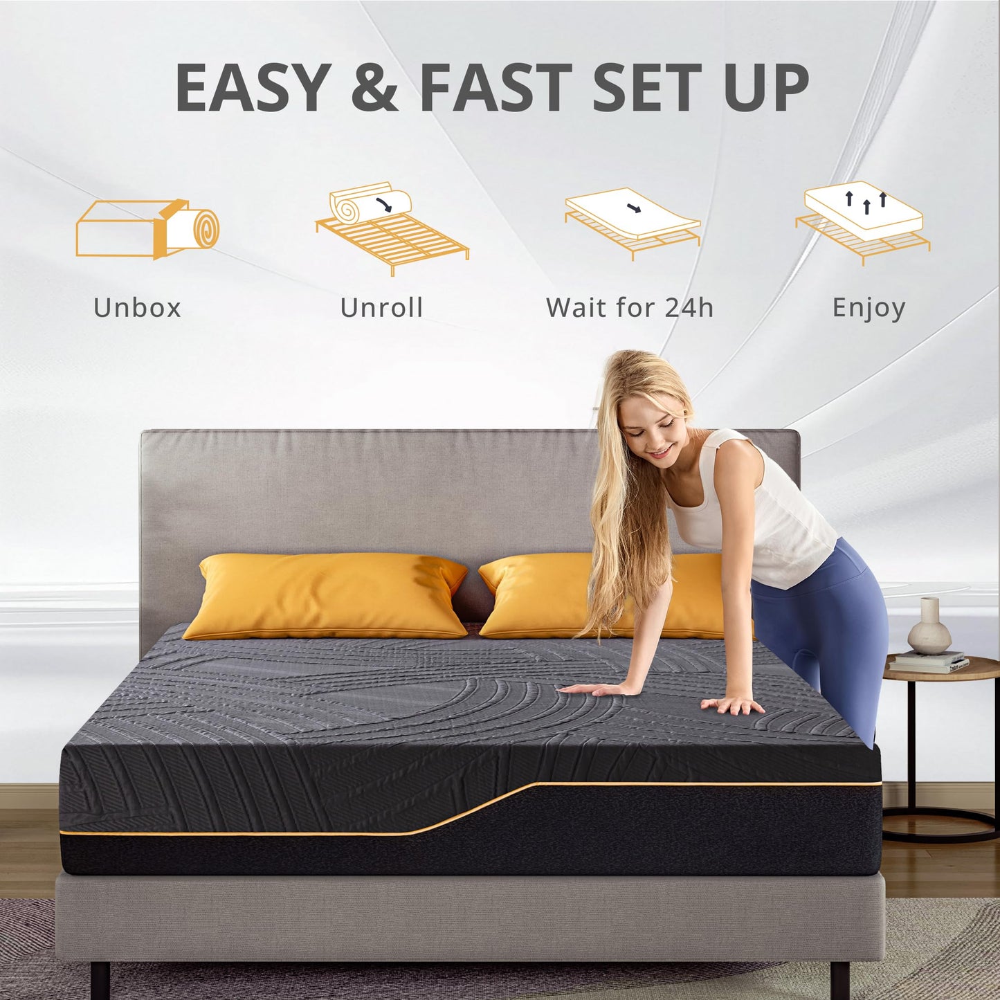 Dyonery 14 Inch King Size Mattress in a Box, Copper Memory Foam Mattress with Cooling Cover, Medium Firm for Pressure Relief, Fiberglass-Free, CertiPUR-US Certified, Foam Made in USA, 76"x80"x14"