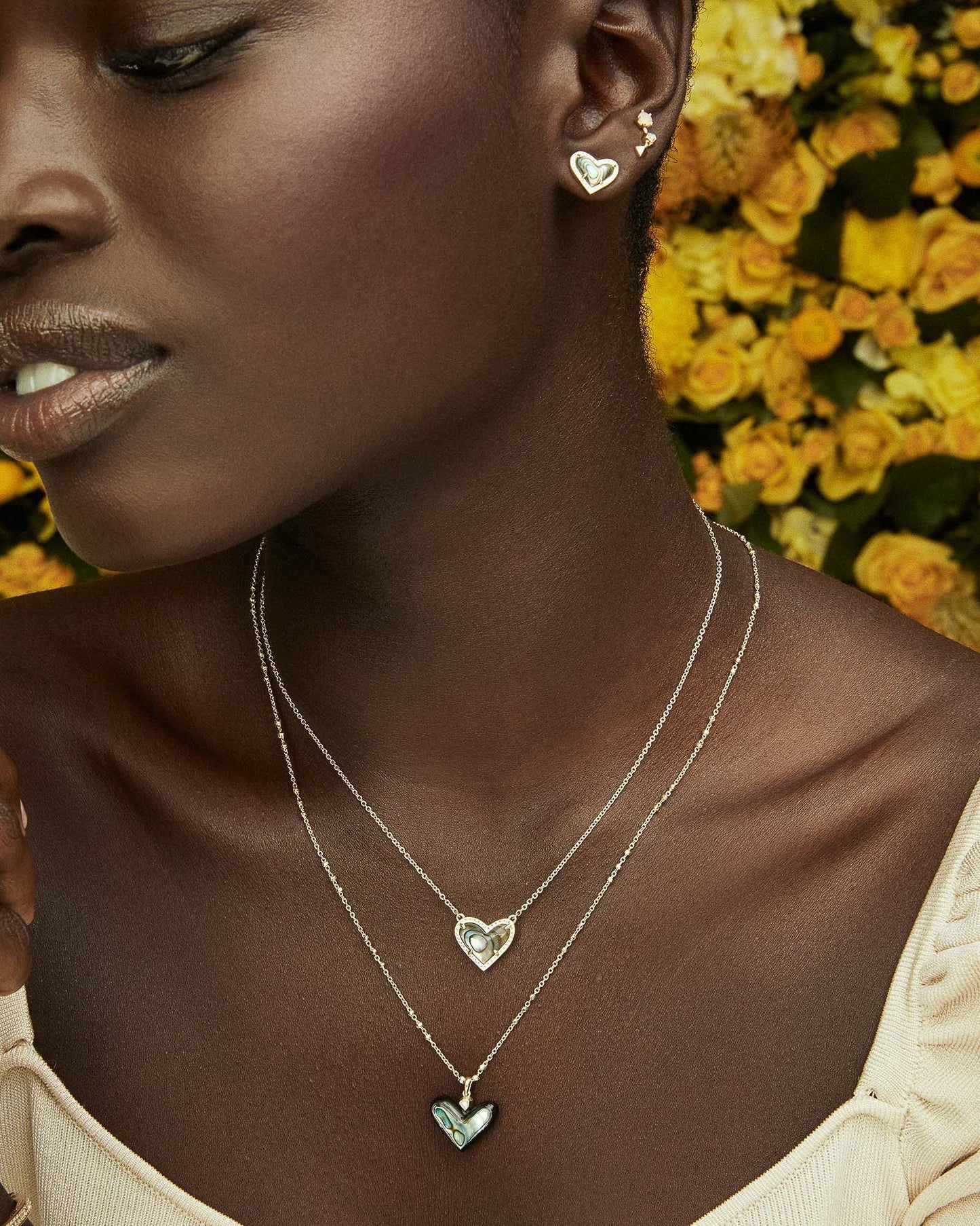 Kendra Scott Ari Heart Pendant Necklace for Women, Fashion Jewelry, 14k Gold-Plated, Dichroic Glass