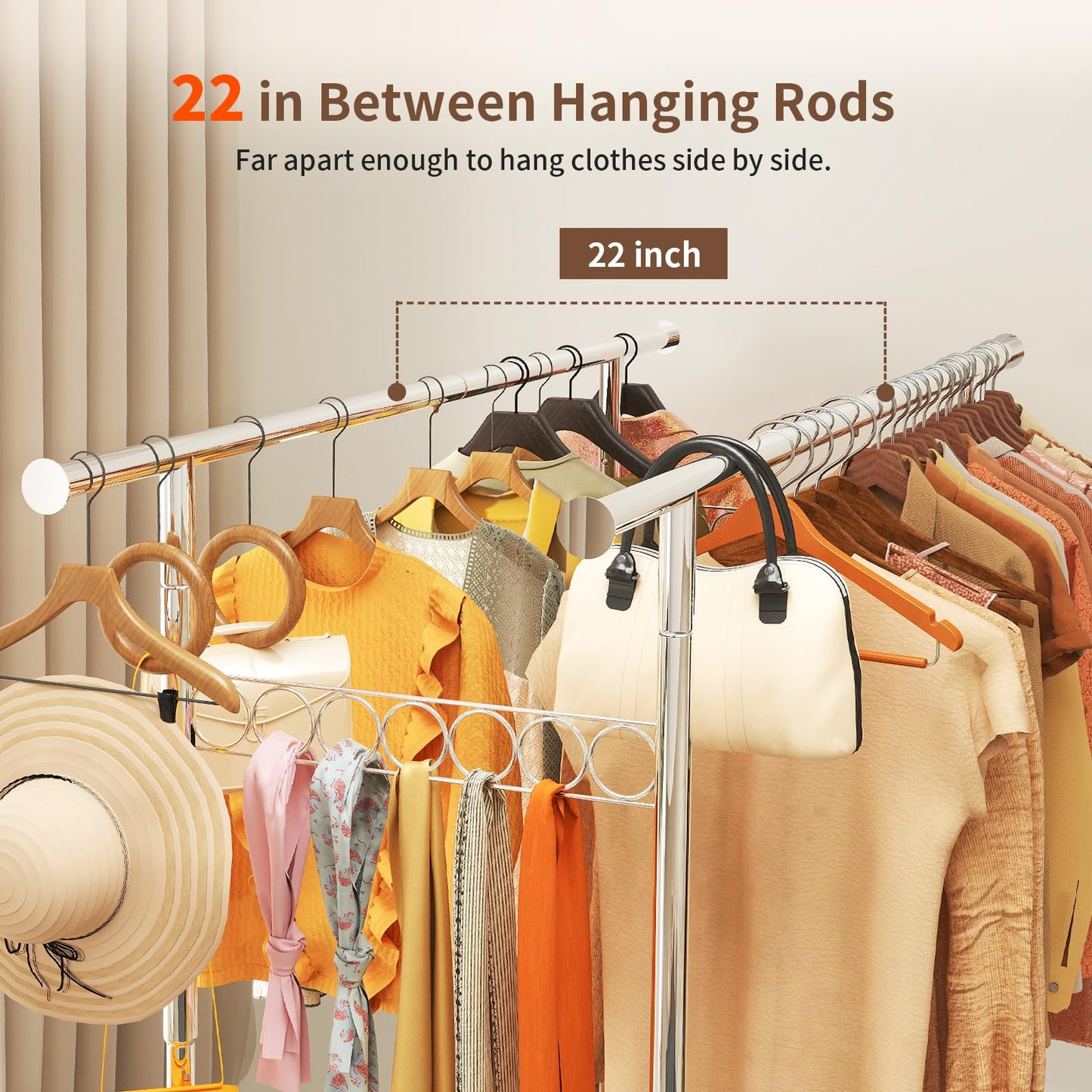 dgedby Clothes Rack Heavy Duty 620LBS For Hanging Clothes, Commercial Garment Rack Heavy Duty,Collapsible ＆ Portable Clothes Rack with Wheels,Rolling Clothing Racks Metal Clothing Rack (CR-H)