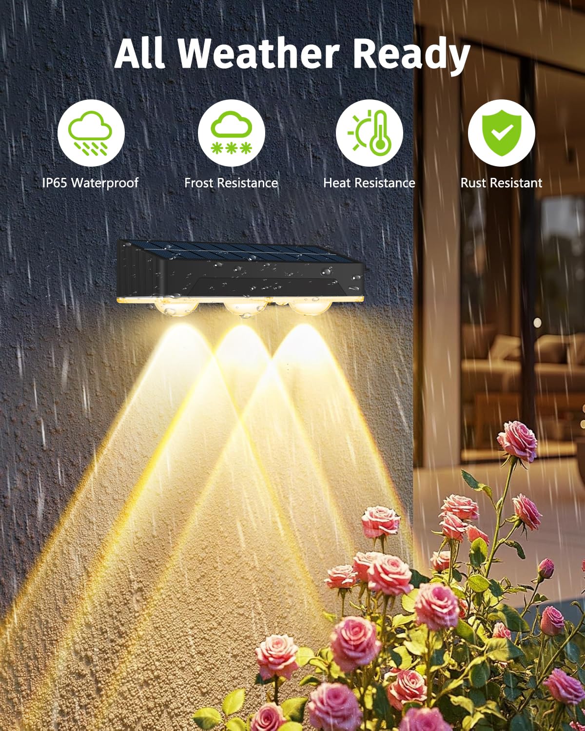 Solar Fence Lights Outdoor 8 Pack Waterproof High Brightness Upgraded 3 LED Spot Lens Deck Lights 7 Mode Warm & Cool White RGB Solar Powered Wall Lighting Decor for Outside Patio Step Backyard Railing
