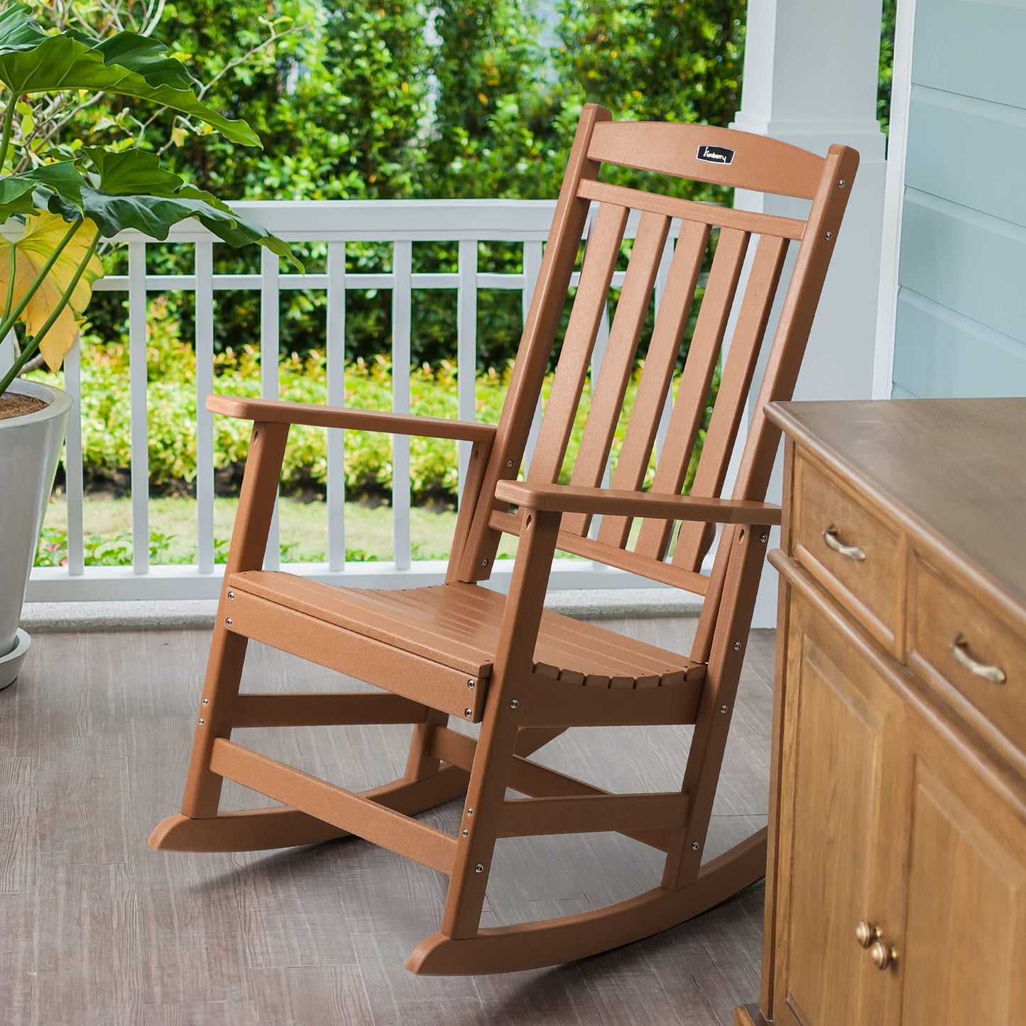 FUNBERRY Outdoor Rocking Chairs, HDPE All Weather Poly Lumber Rocker, High Back Patio Rockers Easy Assembly