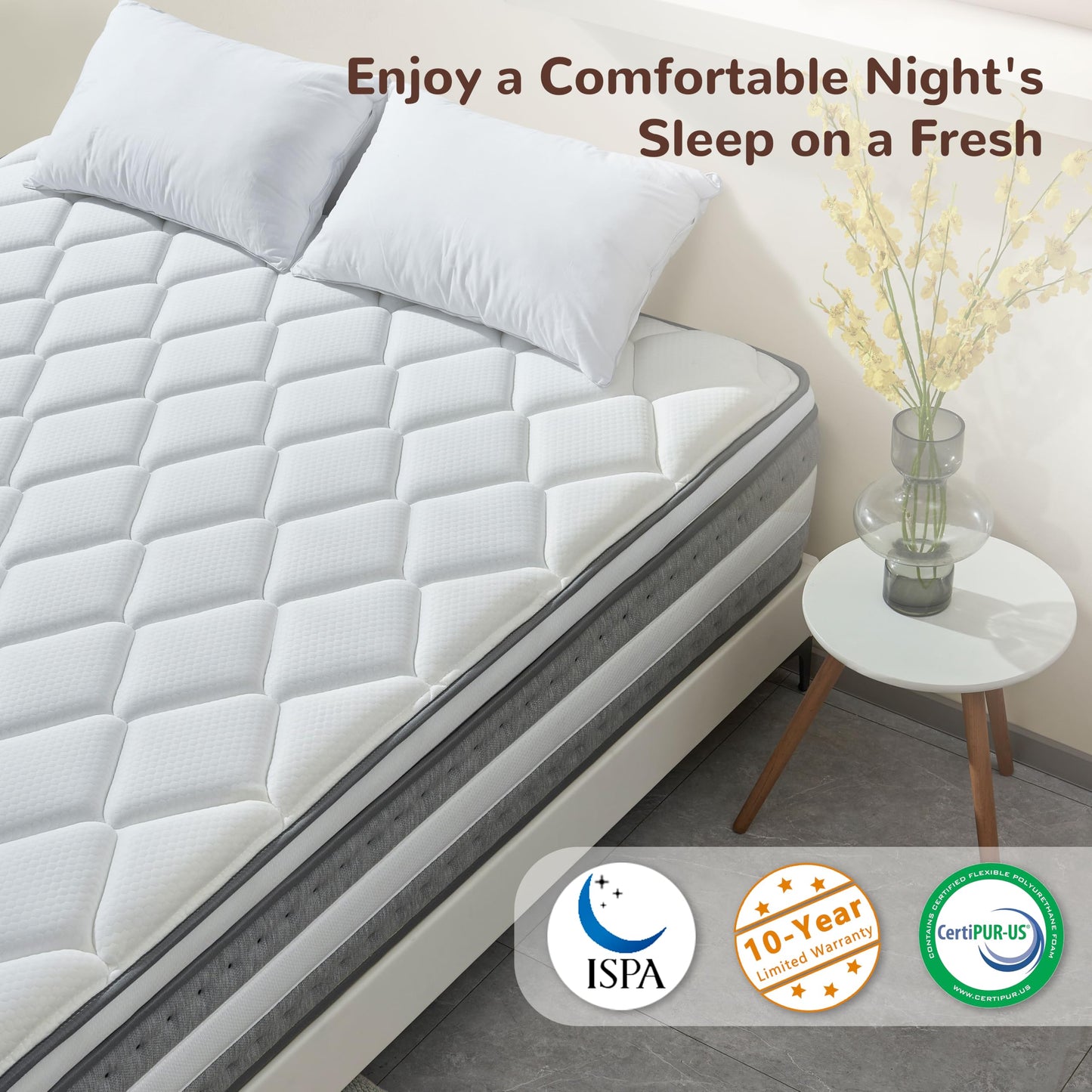Naruchu King Mattress, 14 Inch King Size Hybrid Mattresses with Memory Foam and Individual Pocket Spring for Motion Isolation, Pressure Relief, Medium Firm Mattress in a Box, 76 * 80 * 14
