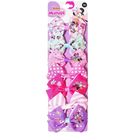 Disney Minnie Mouse Hair Bows - Hair Accessories Gift Set - Minnie Hair Bow - 7 Pcs 4 Inch Bundle - HairBows for Girls - Minnie on each clip - Alligator Clip - Ages 3 +
