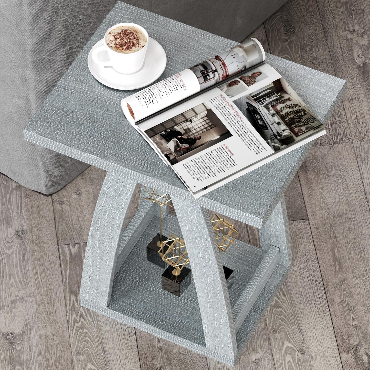 FROMJBEST End Table, Side Table, Nightstand, Sofa Side Table with Shelf, Modern End Table for Living Room, Bedroom