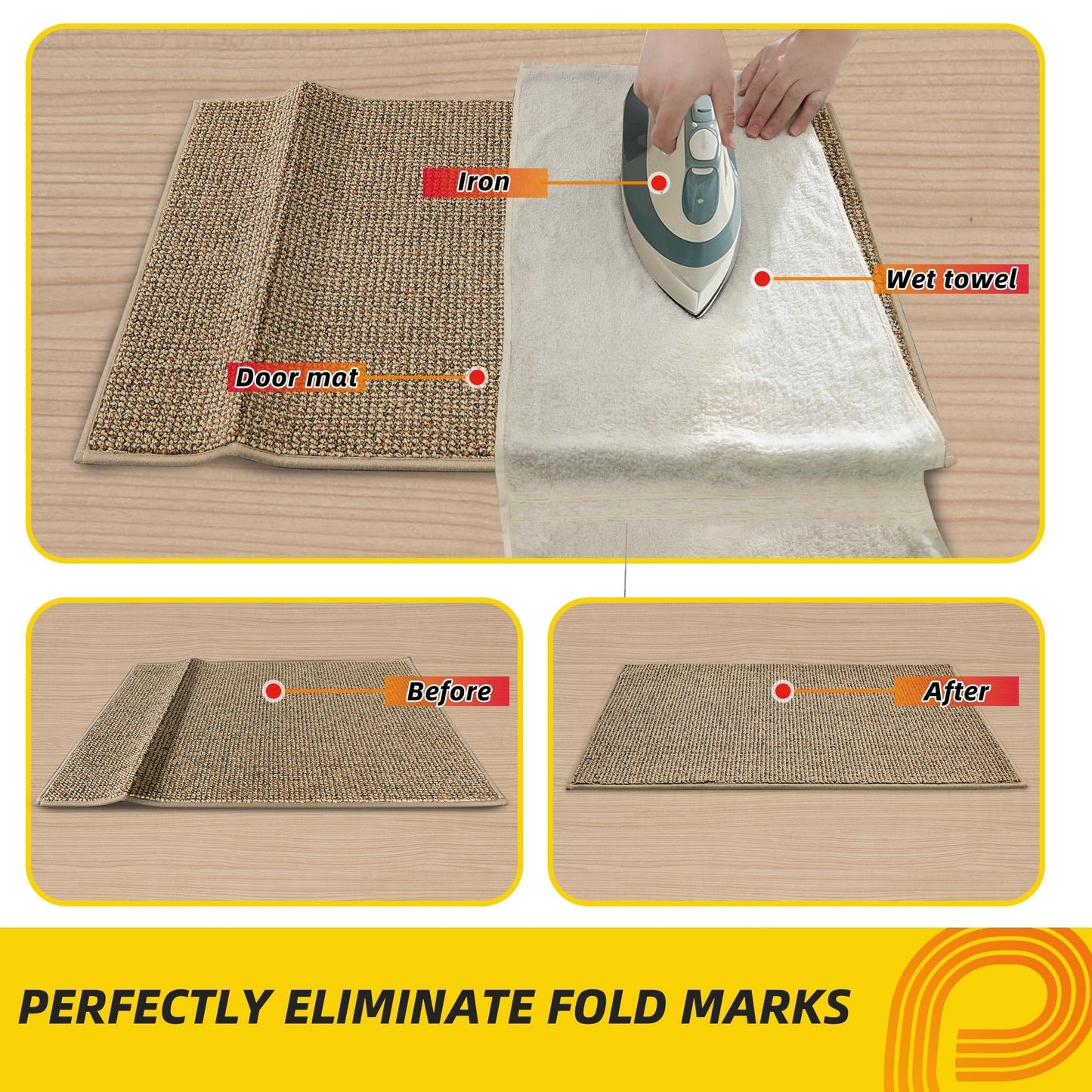 JSEI Dirt Trapper Door Mat 24"x60" Non-Slip Washable Entrance Mat, Dog Doormats, Absorbent & Fade-Resistant Floor Mats, Low Profile Welcome Mats for Entryway, Front Door, and Inside Entrance, Beige