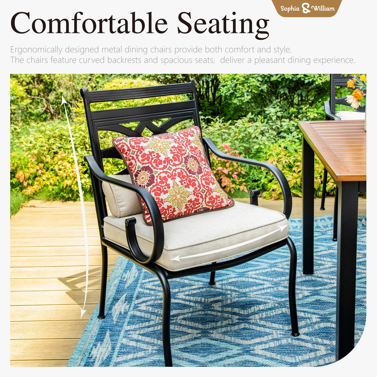 Sophia and William Patio Dining Chairs Set of 4, Outdoor Metal Armchairs, Outdoor Dining Chairs